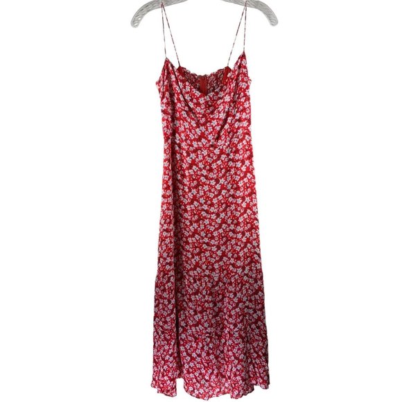 Reformation Dresses & Skirts - REFORMATION Red Floral Viscose Crepe Tiered Midi Dress Size 6 Sundress